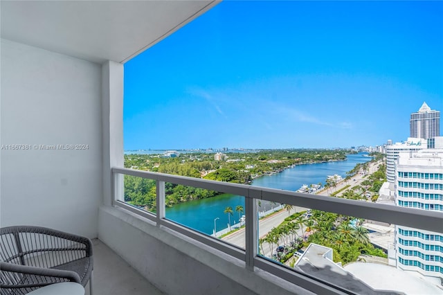 balcony with a water view