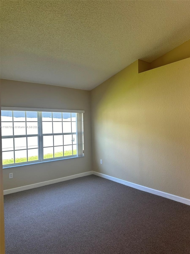 carpeted spare room featuring a textured ceiling