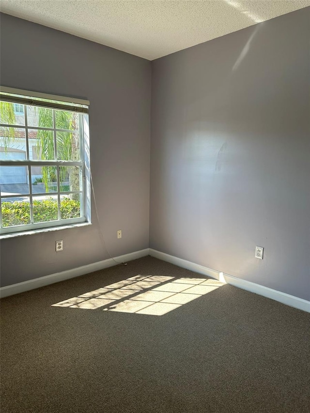 unfurnished room featuring carpet floors and a textured ceiling