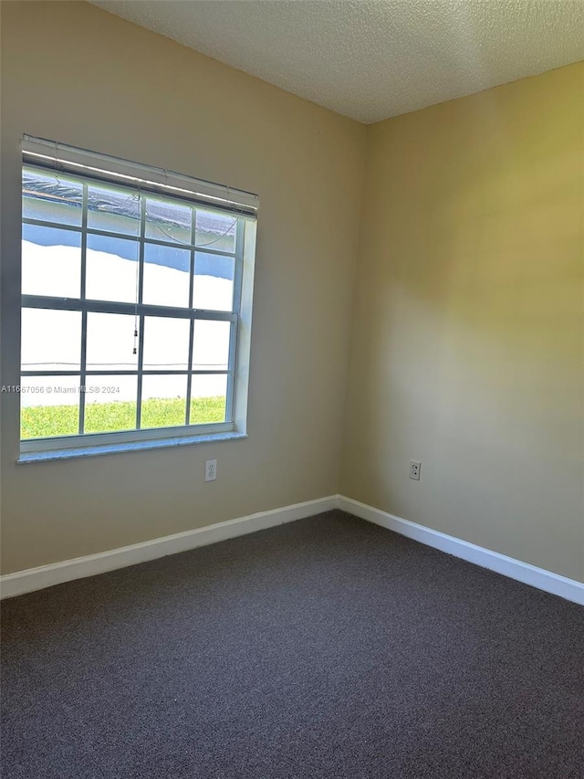 spare room featuring a textured ceiling and carpet floors