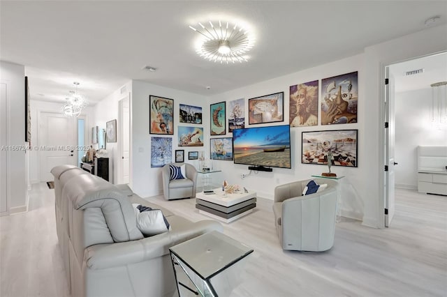 living room featuring light hardwood / wood-style flooring