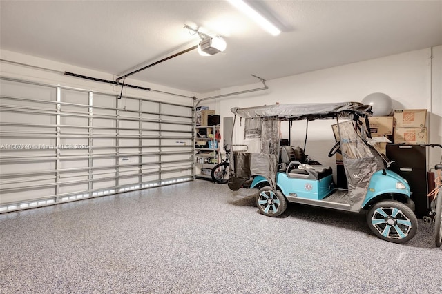 garage with a garage door opener