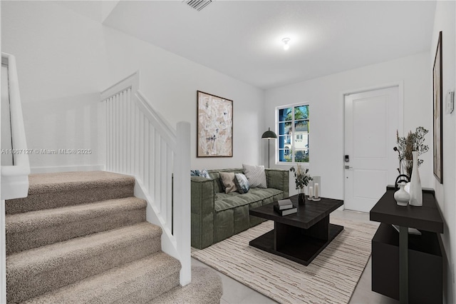 view of tiled living room