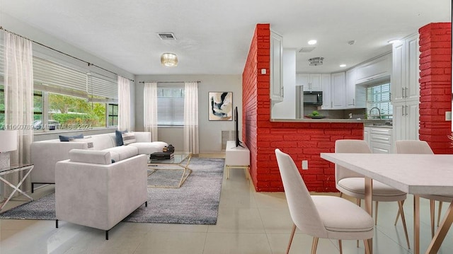 view of tiled living room