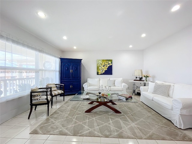 view of tiled living room