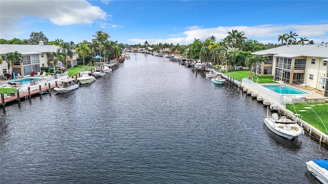 water view with a dock