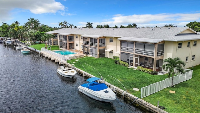 exterior space featuring a boat dock