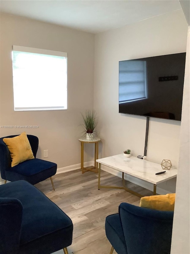 living room featuring light wood-type flooring