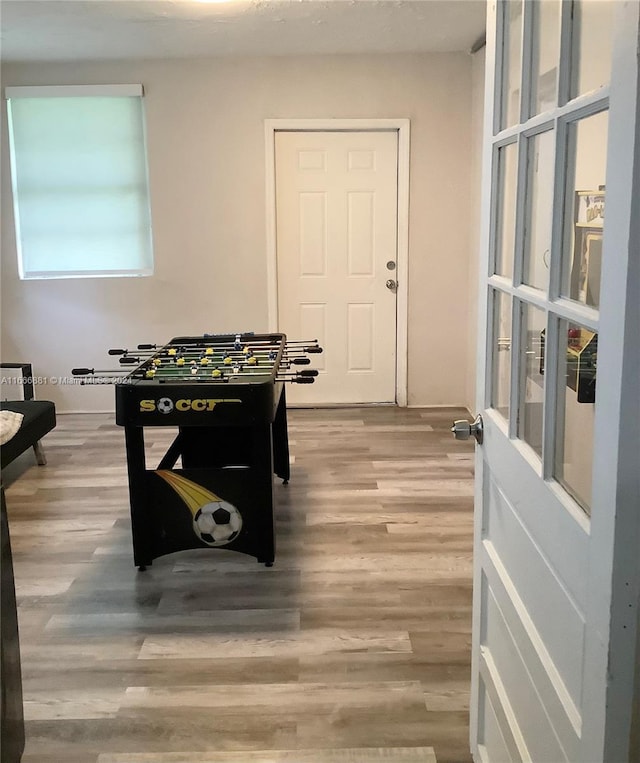 recreation room featuring hardwood / wood-style floors