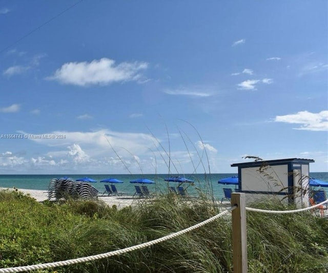 view of water feature with a view of the beach