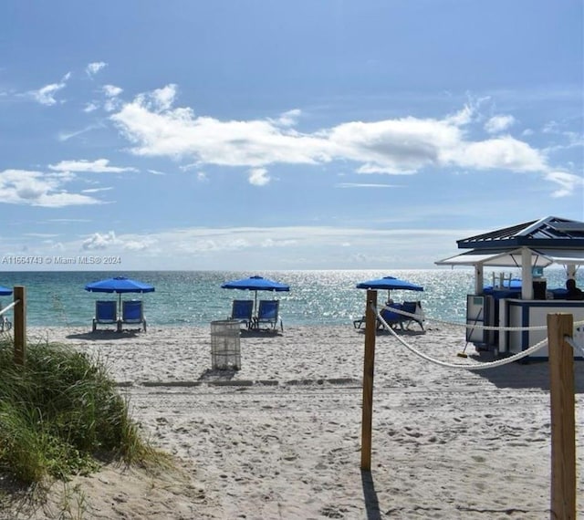 property view of water with a beach view