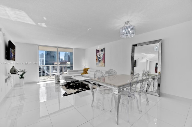 dining room with a textured ceiling