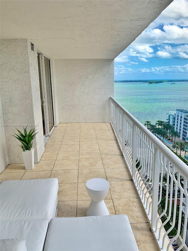 balcony with a water view