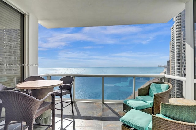 balcony with a water view