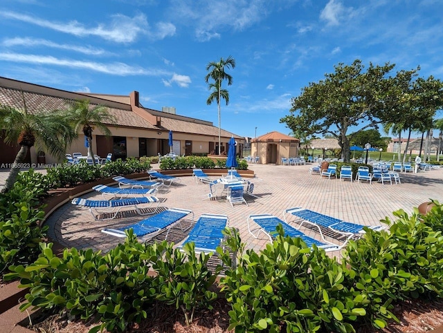 view of swimming pool featuring a patio