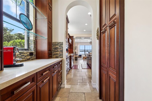 interior space featuring crown molding