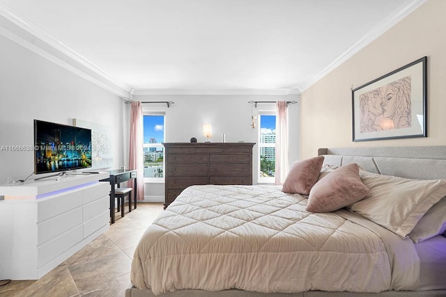 bedroom with ornamental molding