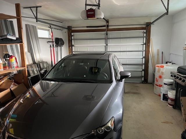 garage with a garage door opener