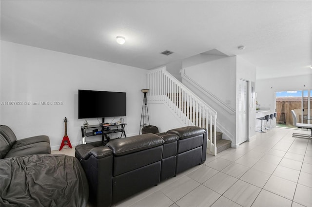 view of tiled living room