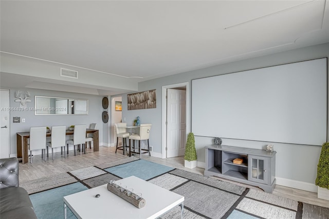 living room featuring light hardwood / wood-style flooring