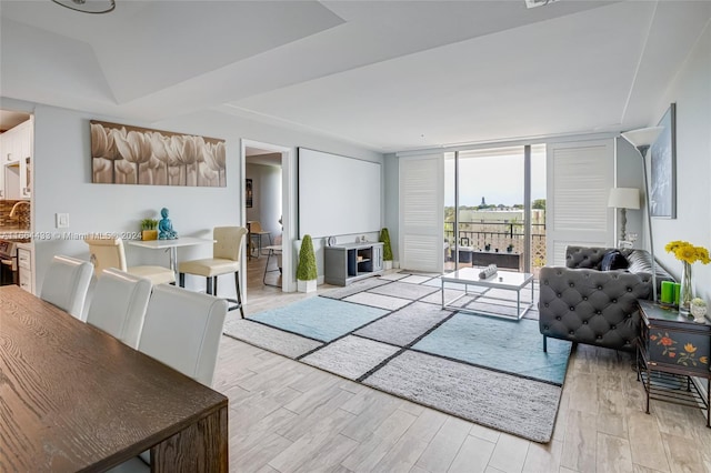 living room featuring light hardwood / wood-style flooring