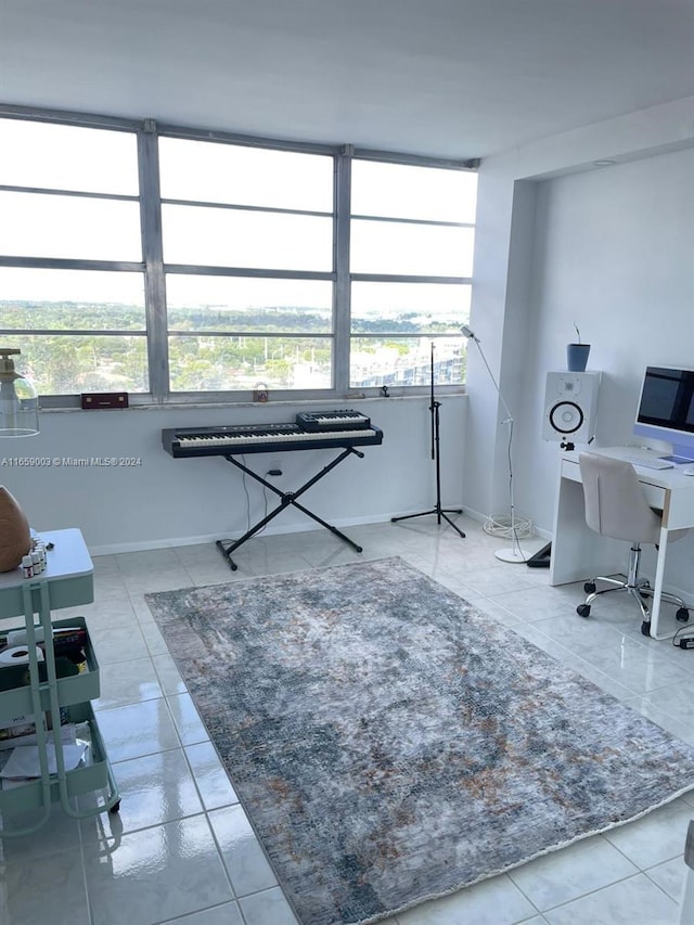 office area featuring tile patterned flooring and plenty of natural light