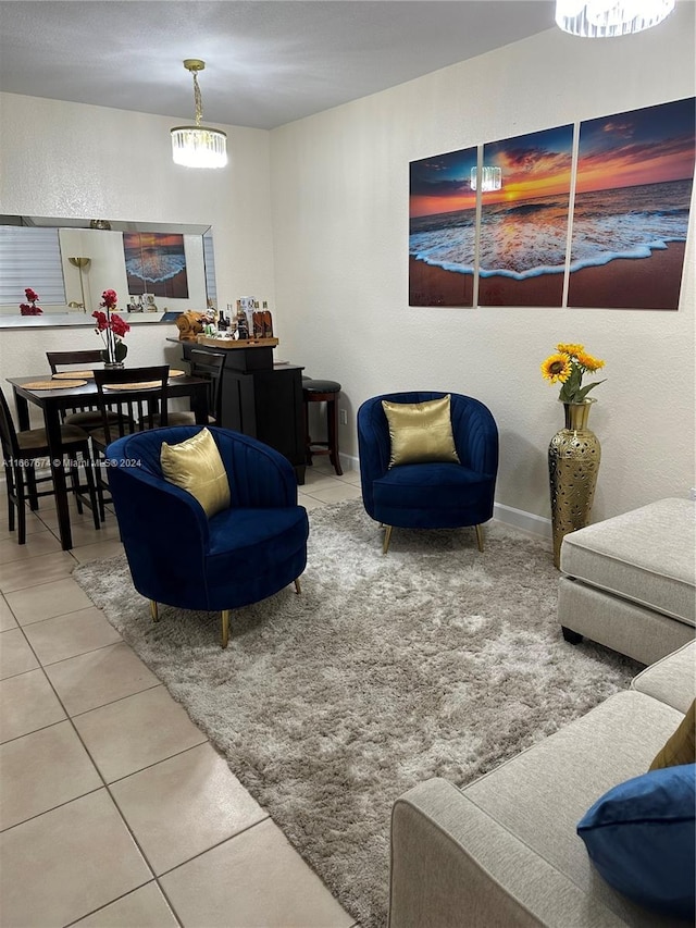 view of tiled living room