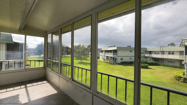 view of unfurnished sunroom