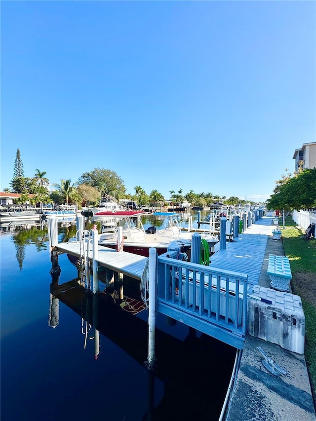 dock area featuring a water view