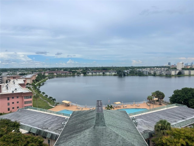 exterior space featuring a water view