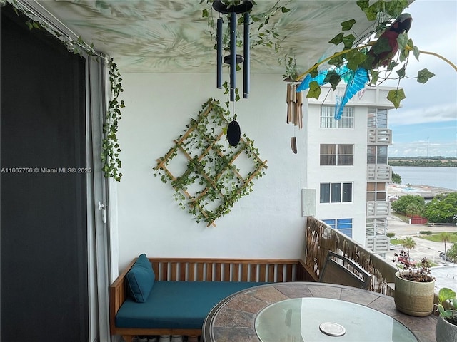 balcony with a water view