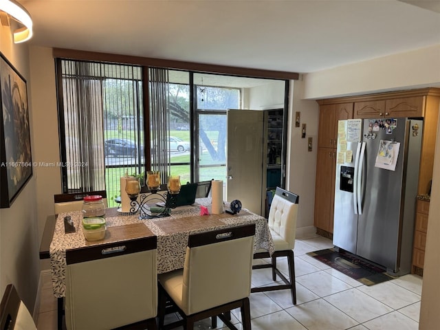 dining room with light tile patterned floors