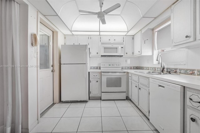 5300 Washington St Unit C111, Hollywood, FL 33021 - kitchen featuring white appliances, a ceiling fan, light countertops, and white cabinets
