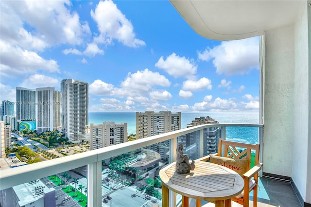 balcony with a water view