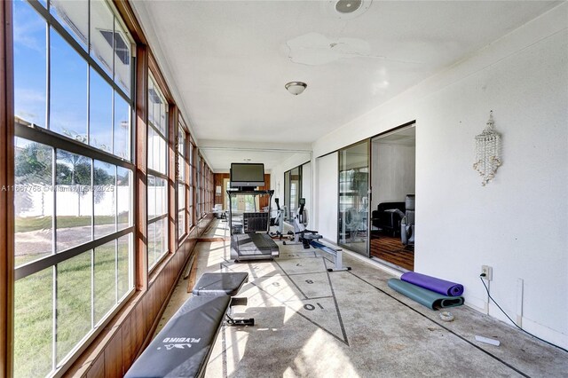 view of unfurnished sunroom