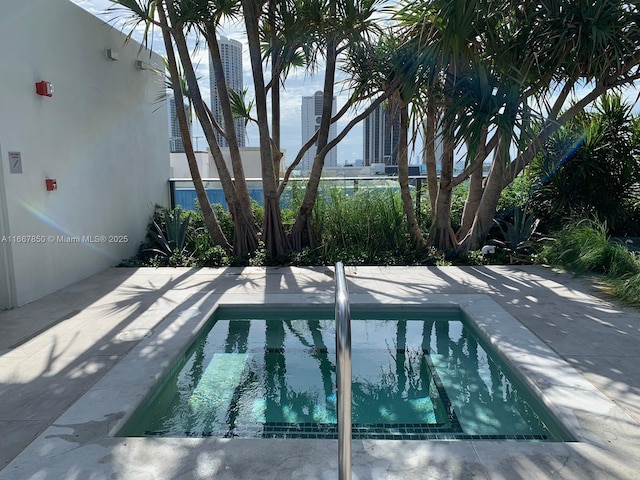 view of swimming pool featuring a patio area