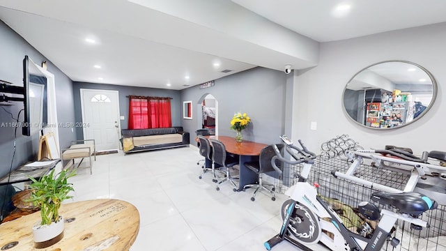 interior space with tile patterned floors