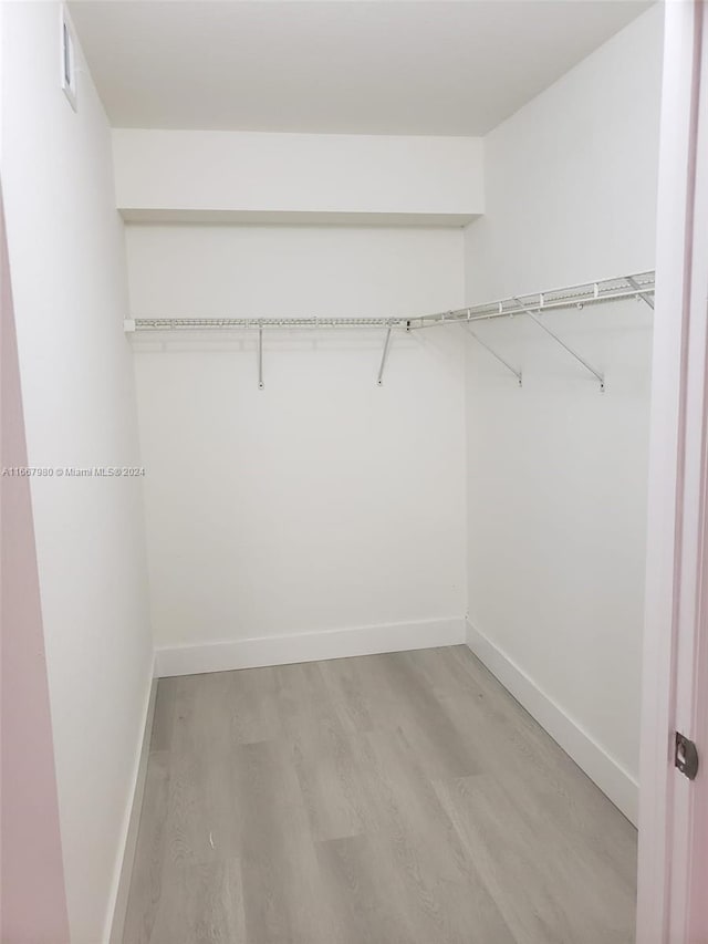 spacious closet featuring light hardwood / wood-style flooring