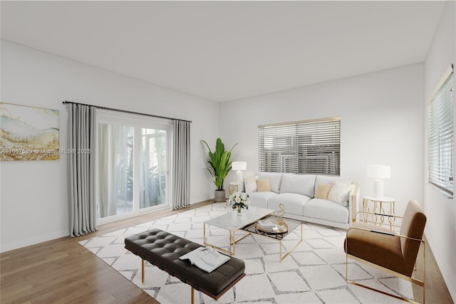 living room featuring light hardwood / wood-style flooring