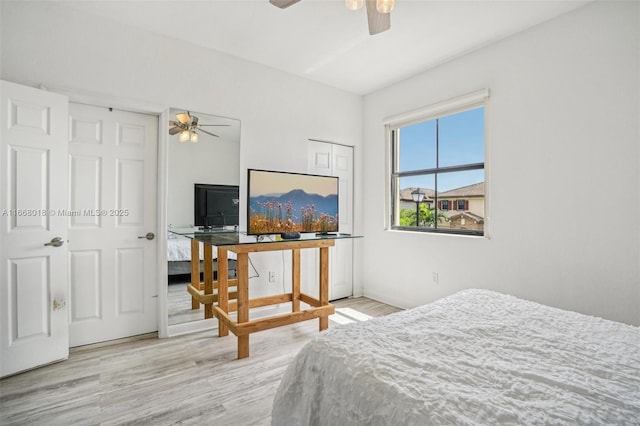 bedroom featuring light wood finished floors