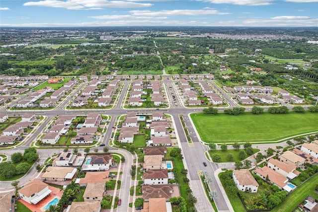 bird's eye view with a residential view