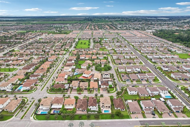 birds eye view of property with a residential view