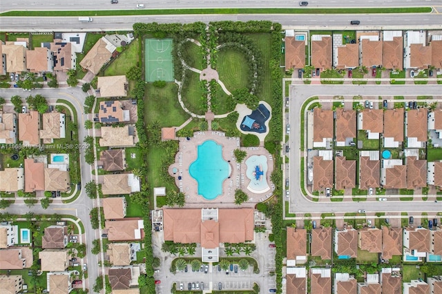 aerial view with a residential view