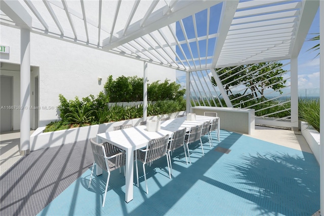 view of patio / terrace featuring a pergola