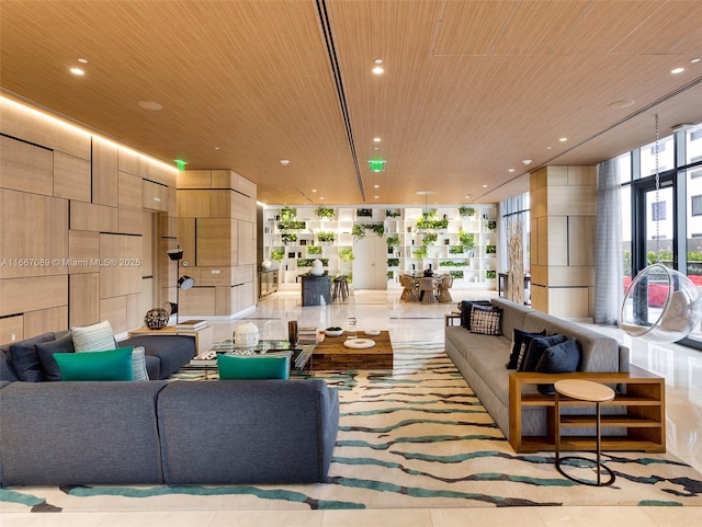 45 SW 9th St Unit 4007, Miami, FL 33130 - community lobby with wooden ceiling and recessed lighting