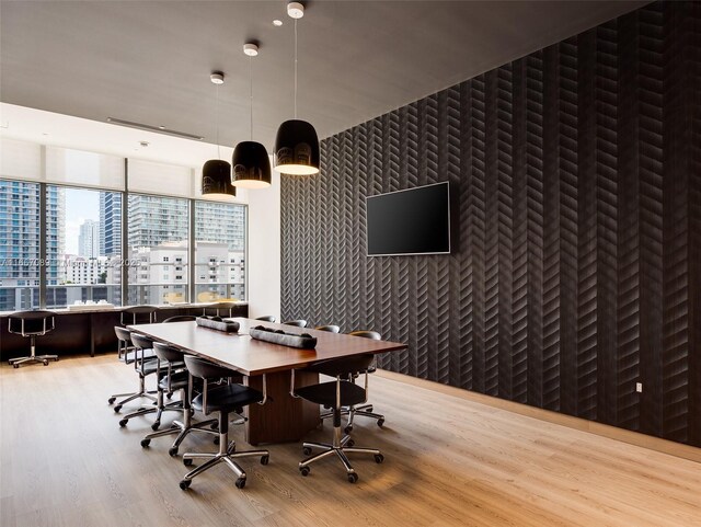 45 SW 9th St Unit 4007, Miami, FL 33130 - home office with wood finished floors and a city view