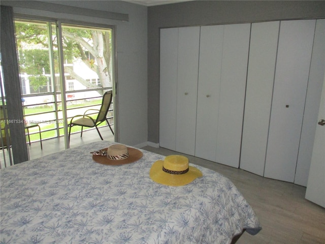 bedroom with light hardwood / wood-style floors