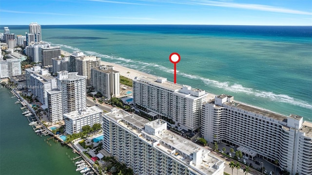 bird's eye view featuring a water view