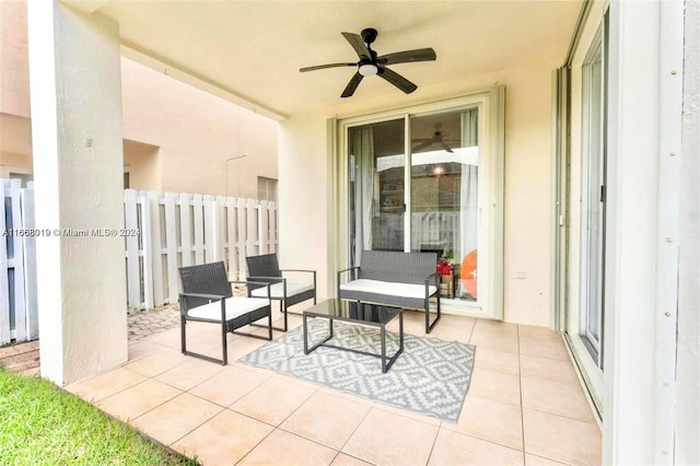 view of patio / terrace featuring ceiling fan