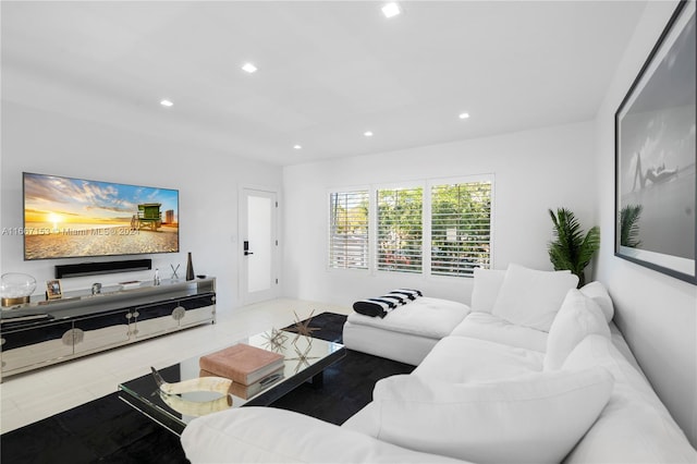 view of tiled living room